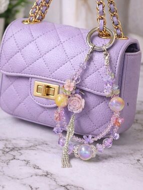 Lavender Multi-Strand Floral Bead Necklace